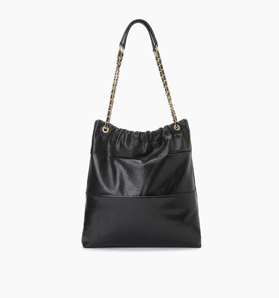 Black leather bag with gold chain - null - Black | Sisley K image number 1